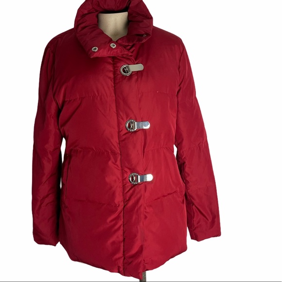 MICHAEL KORS Red Quilted Down Filled Jacket Large